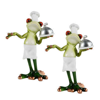 "Ensemble de 2 pièces" ICE ARMOUR 6 "H Grenouille Chef Statue Figurine d'animal drôle