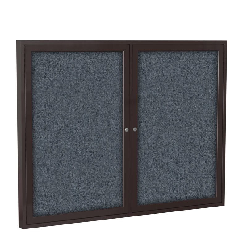 Panneau de bulletin fermé 2 portes, Gris, 48 po x 60 po, Bronze