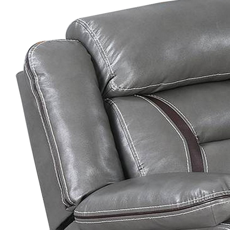 Fauteuil inclinable électrique oscillant de 37 po de largeur Antwian, Faux cuir gris