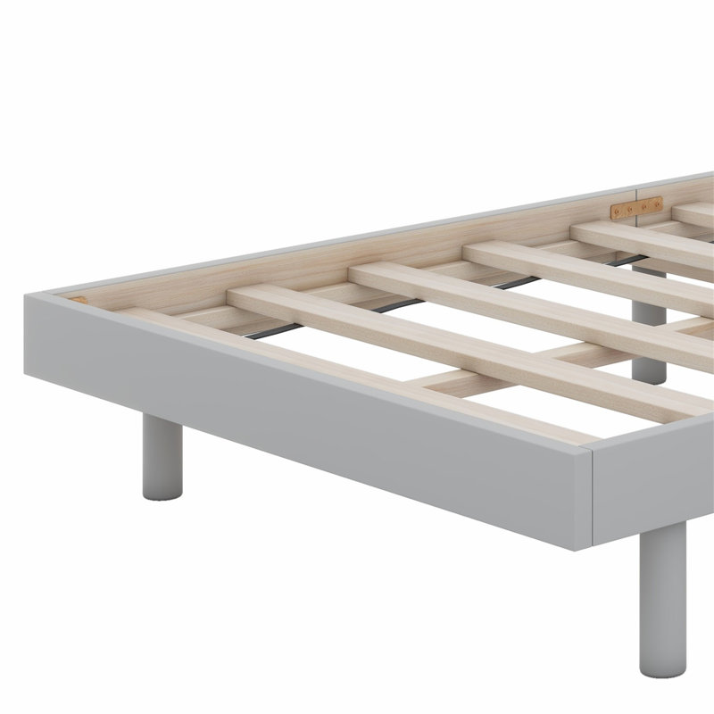 Karline Wooden Floating Platform Bed Frame, Twin, Gray