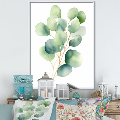 «White Green Minimalisme Eucalyptus Essence VII» sur toile