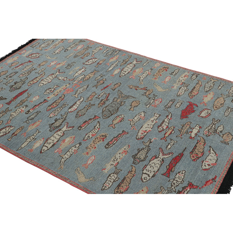 Burano Hand Knotted Wool Animal Print Area Rug, Rectangle 10' x 14'