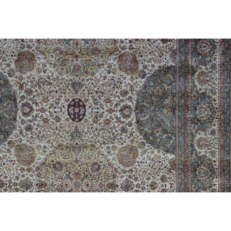 Tapis crème et crème noué à la main de haute qualité