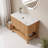 36" Freestanding Modern Fluted Bathroom Vanity Cabinet, Sintered Stone Top, Light Wood, Not Sink Included