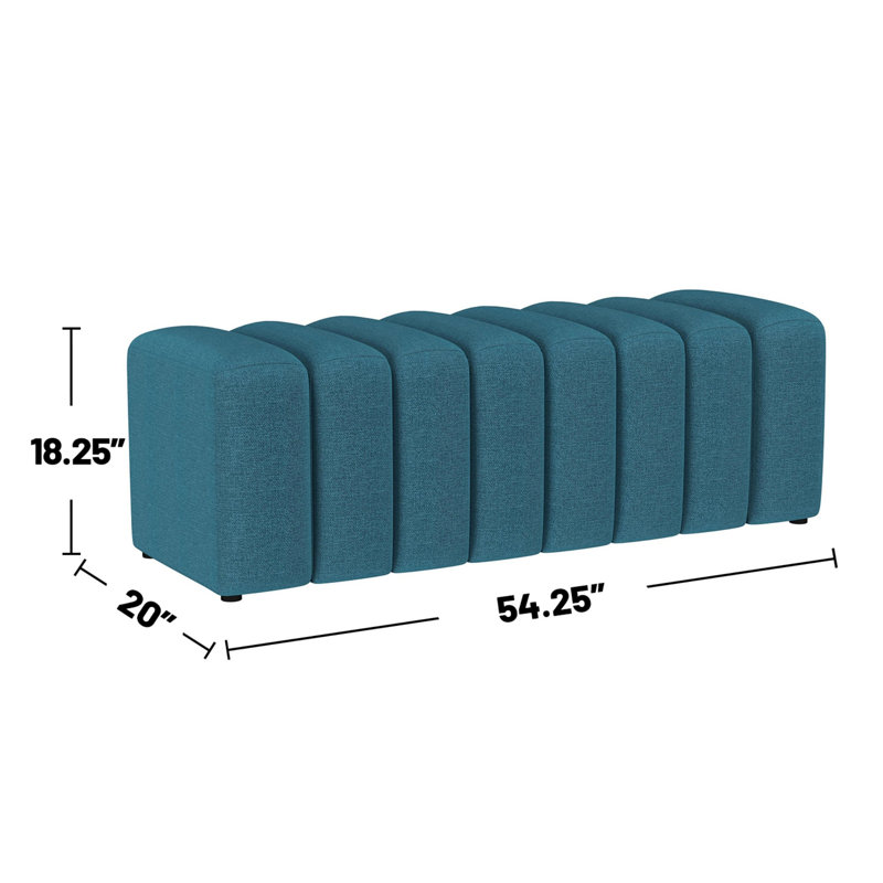 Banc rembourré capitonné pour le salon de la chambre à coucher, Bleu paon