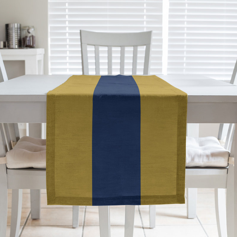 Chemin de table, Atlanta, 72 po x 16 po, Or foncé / bleu marine