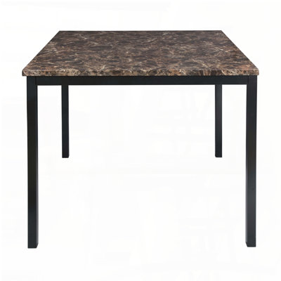 Table carrée en faux marbre à hauteur de comptoir avec structure en métal