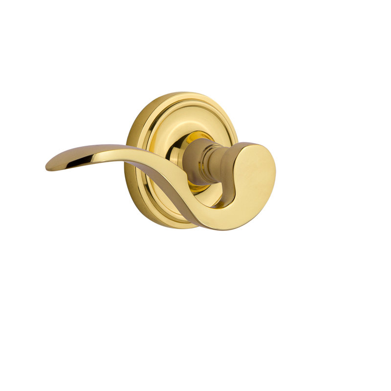 Rosette classique d'intimité (lit et salle de bain) avec levier de manoir, Gauche, Laiton poli, 2-3/4"