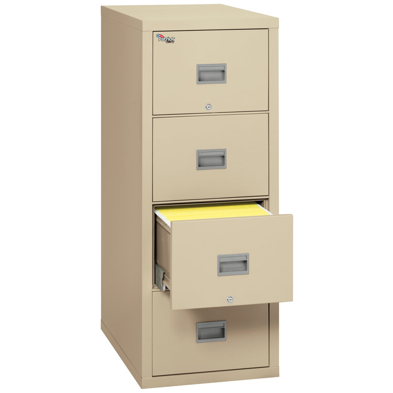 4 - Drawer File Cabinet, Parchment, 52.75'' H X 17.69'' W X 25'' D