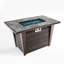 Table de foyer d'extérieur au propane H 25 po x l 42 po: plateau de table en marbre, base en osier, pare-vent en verre, couvercle, siège de réservoir dissimulé et 50 000 BTU