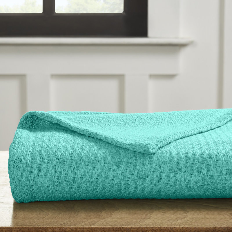 Couverture 100% coton à texture douce toutes saisons Superior, Très grand, Turquoise