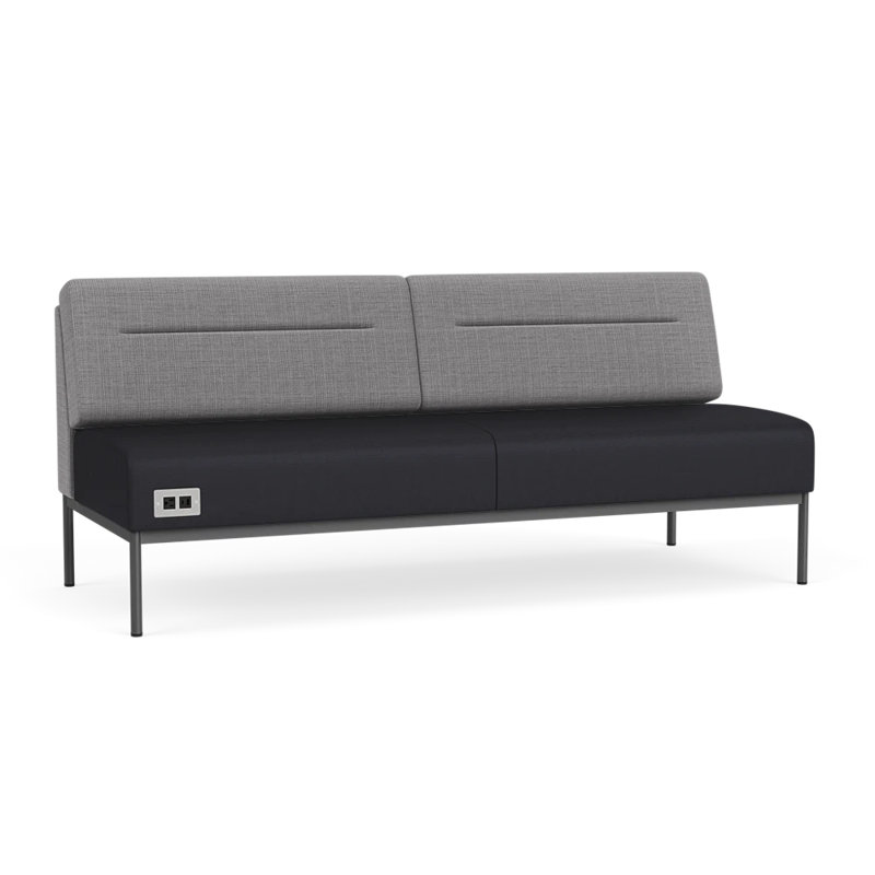 Canapé Darsey, Avec alimentation, Gris chambray; noir Patriot Plus, Gris anthracite