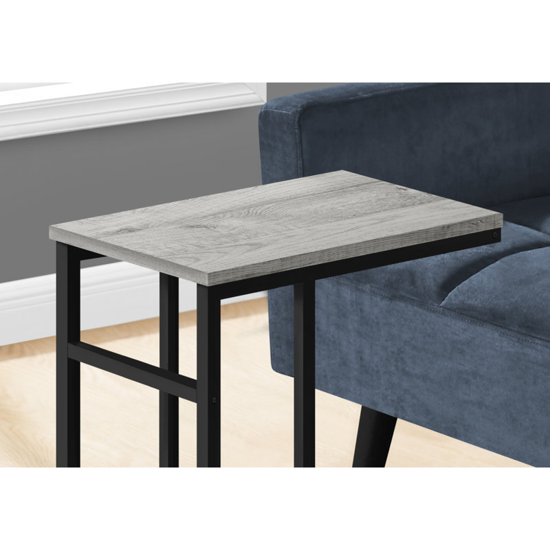 Table d'appoint en forme de C, bout, côté, collation, salon, chambre à coucher, métal, stratifié, contemporain, Gris