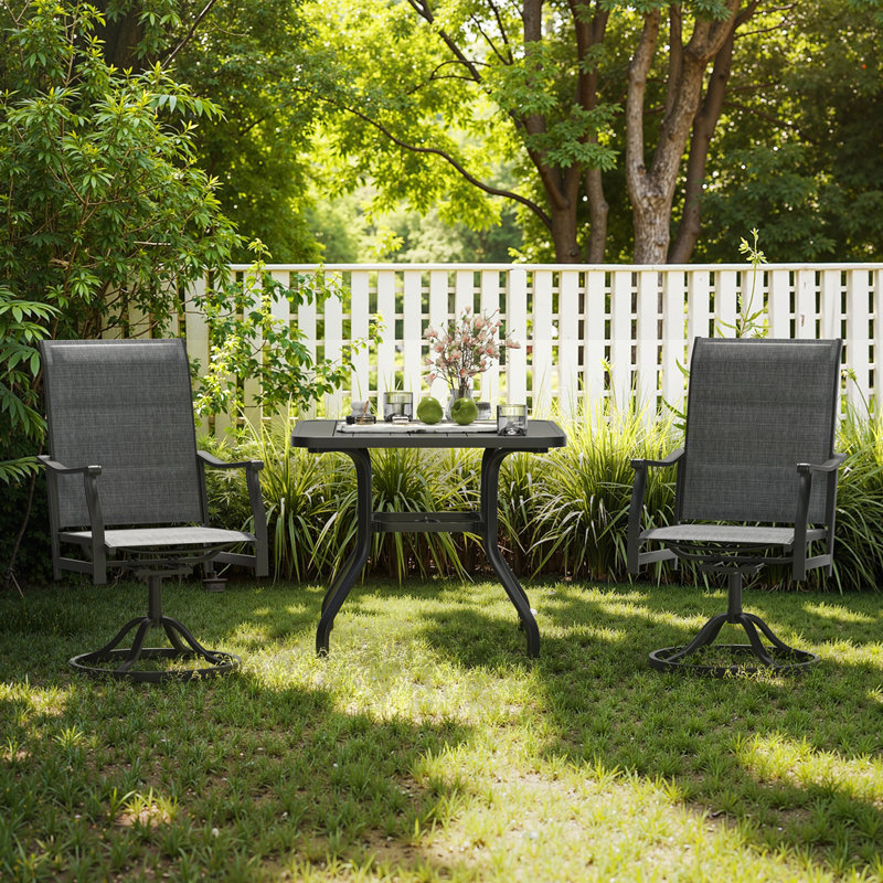 Set of 2 Swivel Outdoor Patio Chair with Padded PVC-coated polyester Fabric for Backyard, Balcony, and Garden