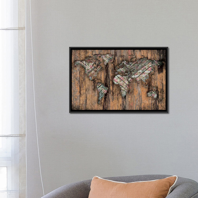 « the divised continent » par diego tirigall, impression sur toile, H 18 po x l 26 po x P 1,5 po, Toile avec cadre noir