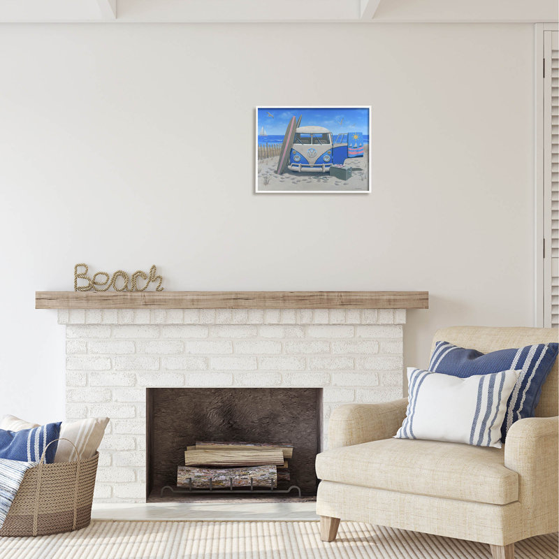 Au-427-Giclée, peinture de plage tropicale d'été, H 16 po x l 20 po x P 1,5 po, Giclée encadrée blanc bord de mer