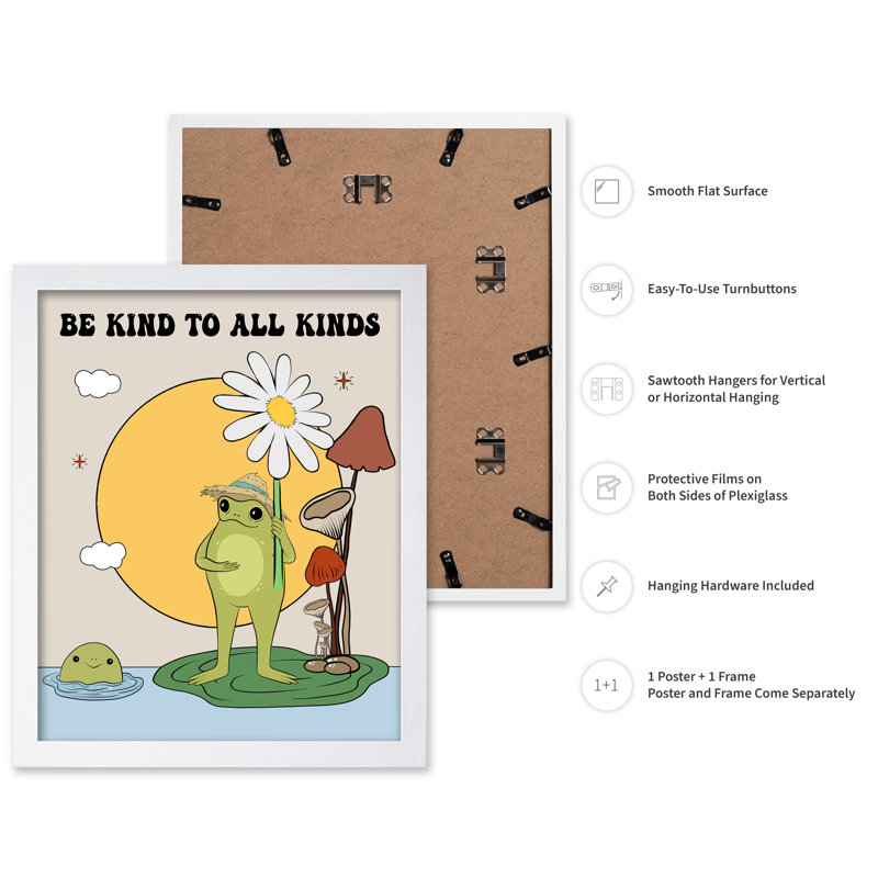 Be Kind To All Kinds, Poster, 24"H x 32"W, White Framed
