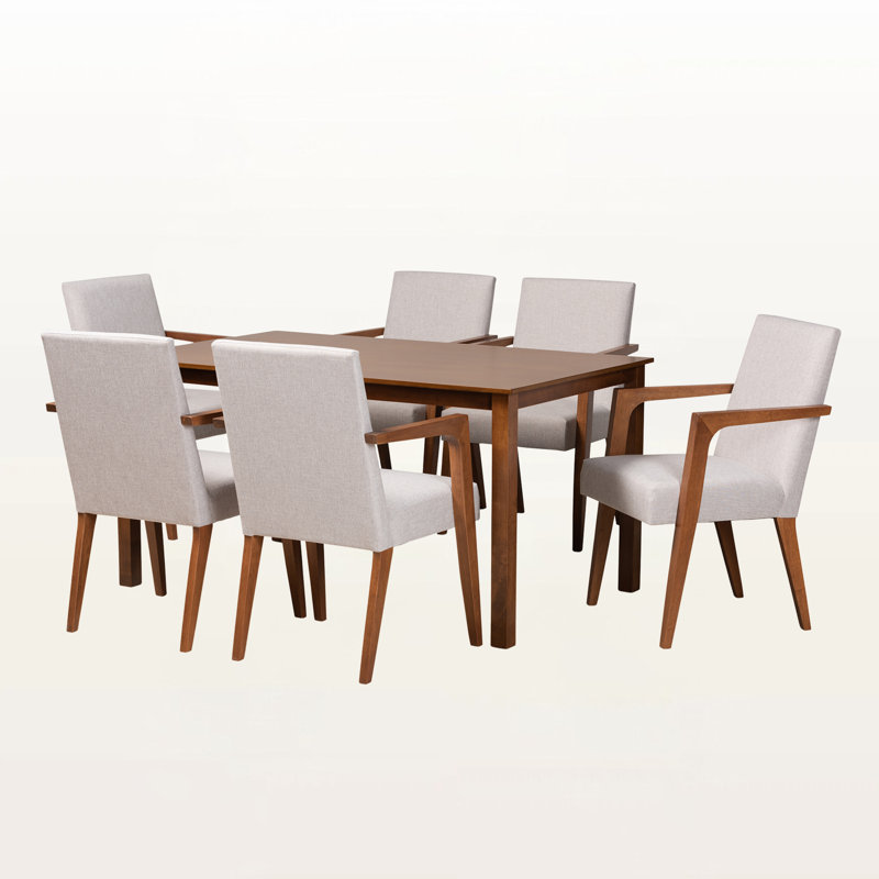 Ensemble de salle à manger 5 pièces Kashana en tissu beige grisâtre, H 35,83 po x l 22,64 po x P 24,61 po