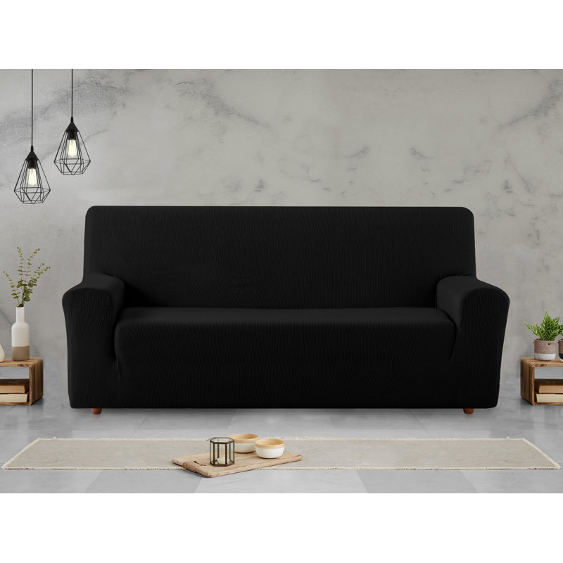 Rustica Sofa Slipcover, Set 3+1+1 Seats, Black
