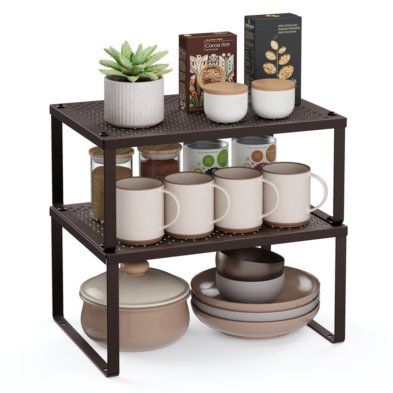 Stackable Cabinet Organizer Shelf, Brown