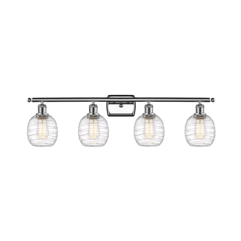 Éclairage pour salle de bain 4 lumières en laiton antique, DEL, Chrome poli