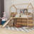 Twin Size Wood House Loft bed with Slide, Storage shelves and Light-93389825