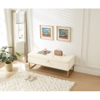 Jiayi 46.1'' Velvet Upholstered Storage Bench