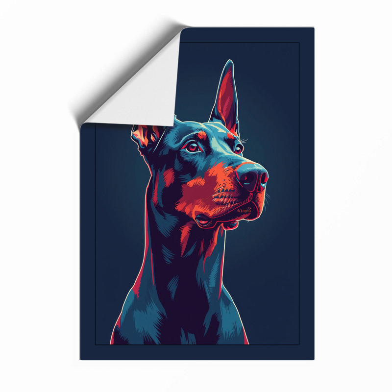 Neon Doberman Modern - Framed Print, A3 - 42.0 x 29.7 cm, Unframed