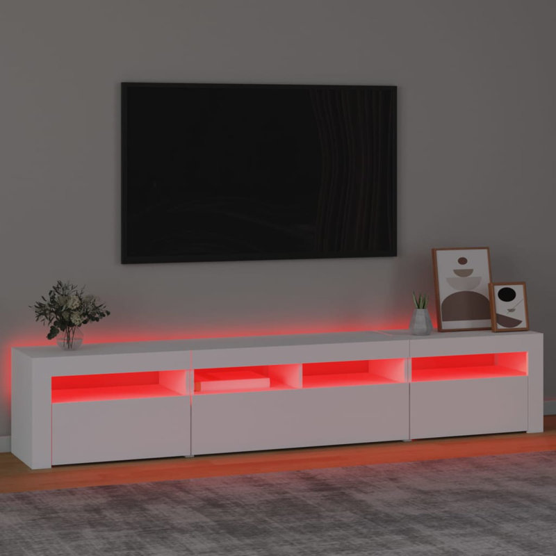 Unfinished TV Stand, White, 210cm