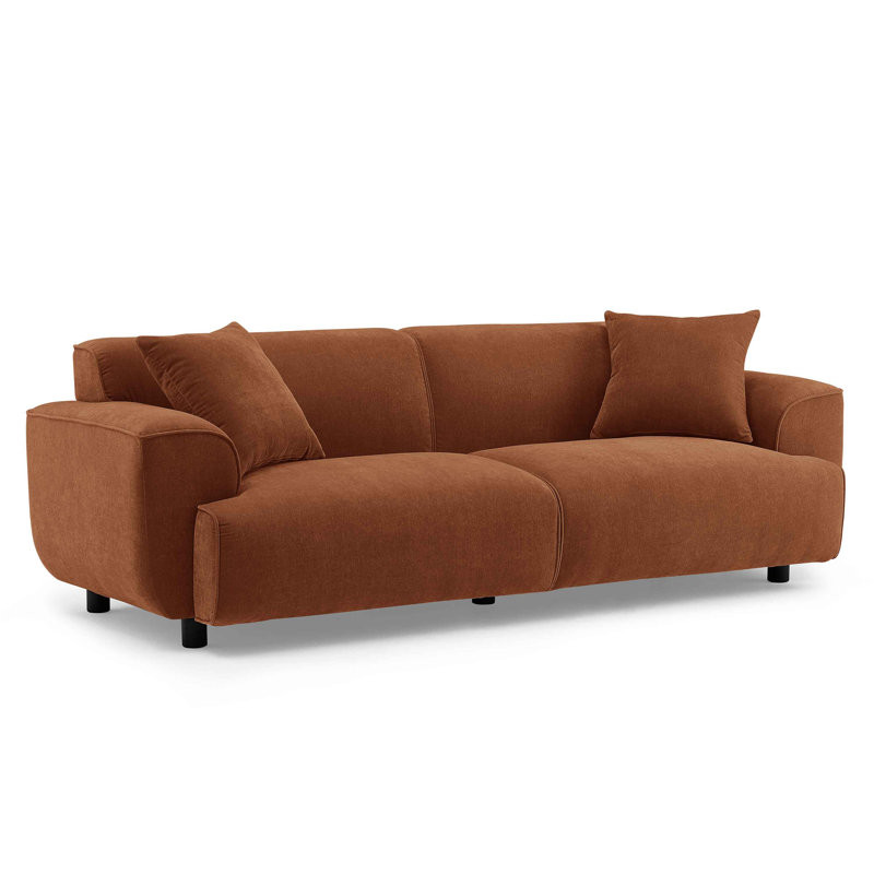 Wallas 231.1Cm Round Arms Sofa, Dark Rust Rayon/Viscose
