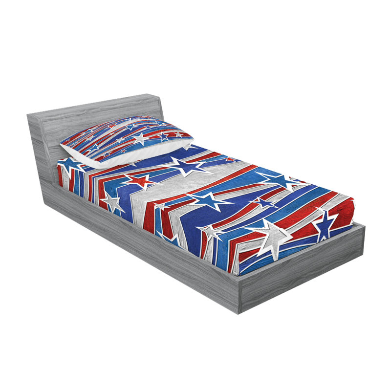 Drap-housse et coussin décoratif Ambesonne États-Unis, rouge, bleu et blanc