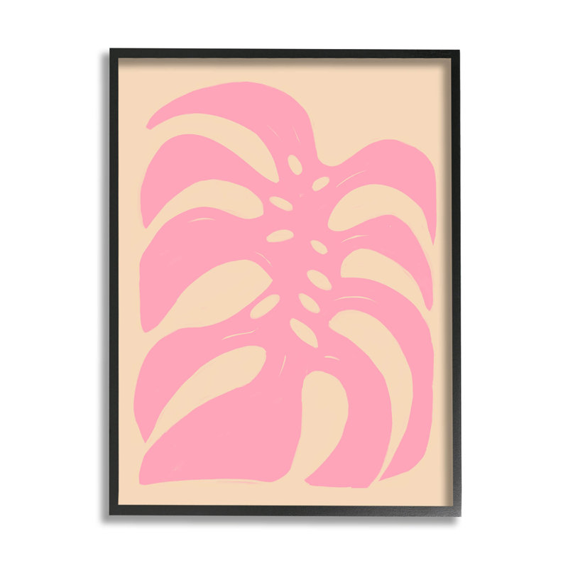 Forme de feuille rose tropicale par Birgit Maria Kiennast - impression sur bois, H 20 po x l 16 po x P 1,5 po