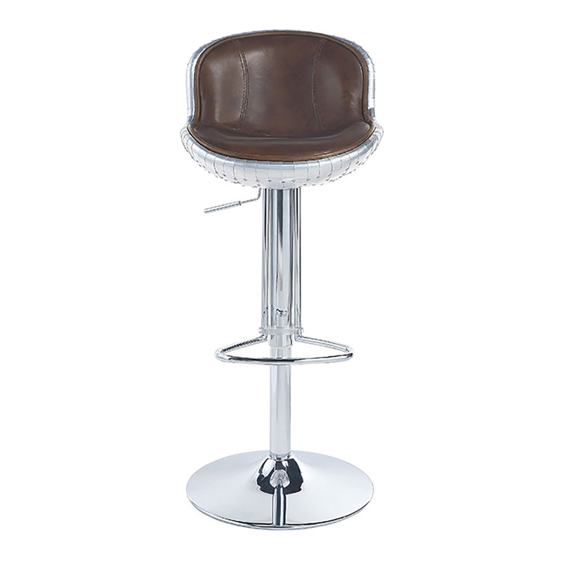 Tabouret réglable vintage en aluminium et brun avec pivot