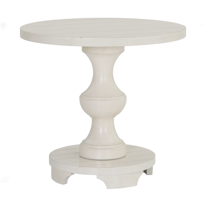 Caesar Traditional Round Pedestal End Table, White