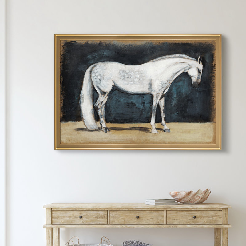 «Équitation études V», impression sur toile encadrée, H 22,5 po x l 30,5 po x P 1,5 po, Doré