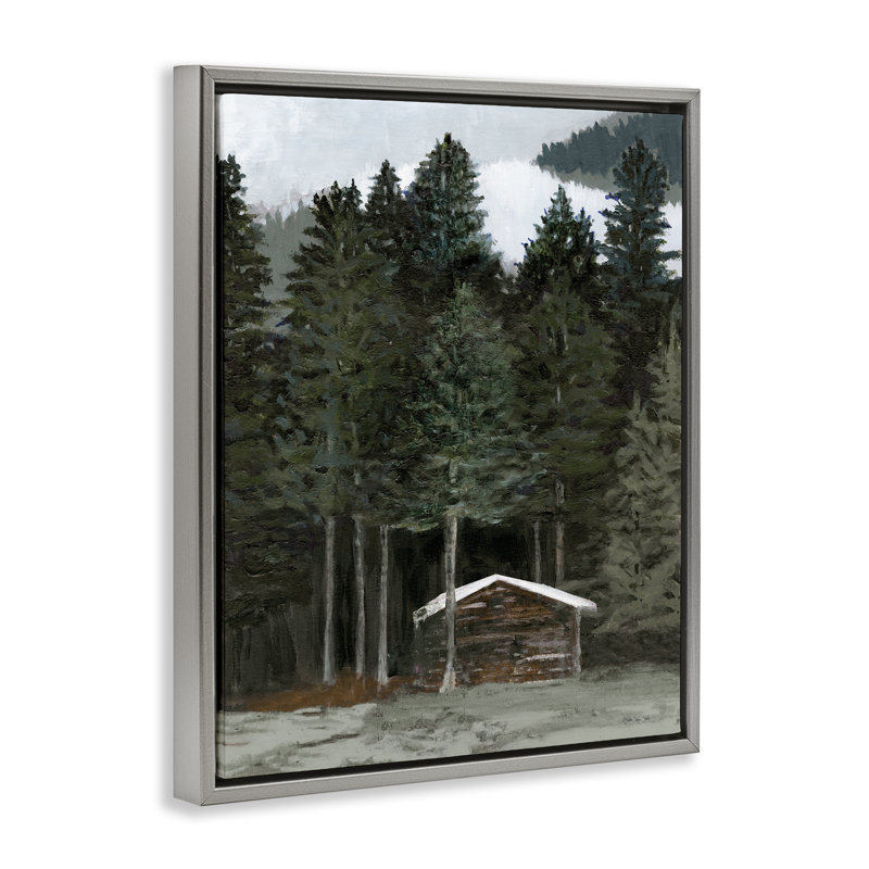 «Log Cabin Forest Thicket Floater», art mural sur toile par Stellar Design Studio, Cadre flottant gris lustré