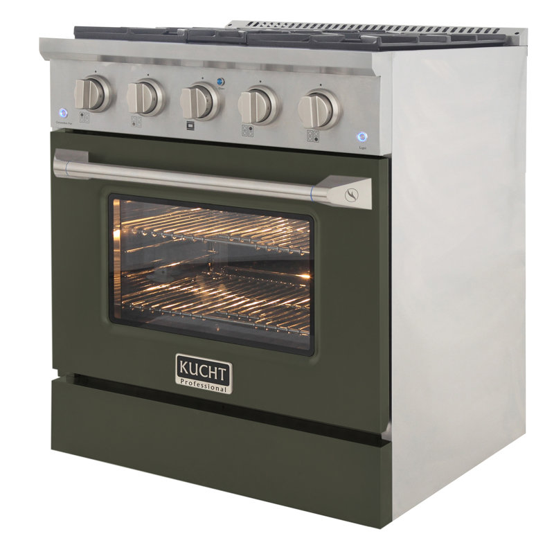 30" 4.2 Cu. ft. Freestanding Gas with Convection Oven, Olive Green, Liquid Propane