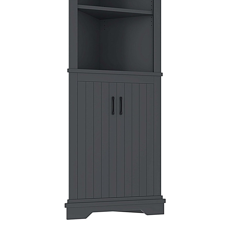 Grande armoire de coin en bois avec portes pour le salon, la salle de bain, la salle à manger ou la cuisine, Noir