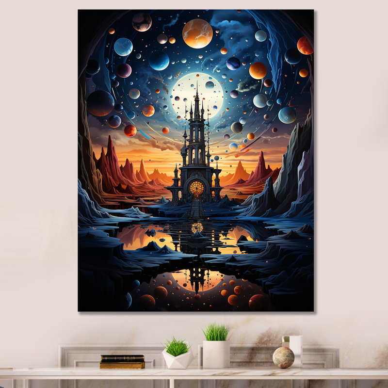 «Isleboro surrealism the cosmic» - Impression, H 40 po x l 30 po x P 1,5 po, Toile tendue