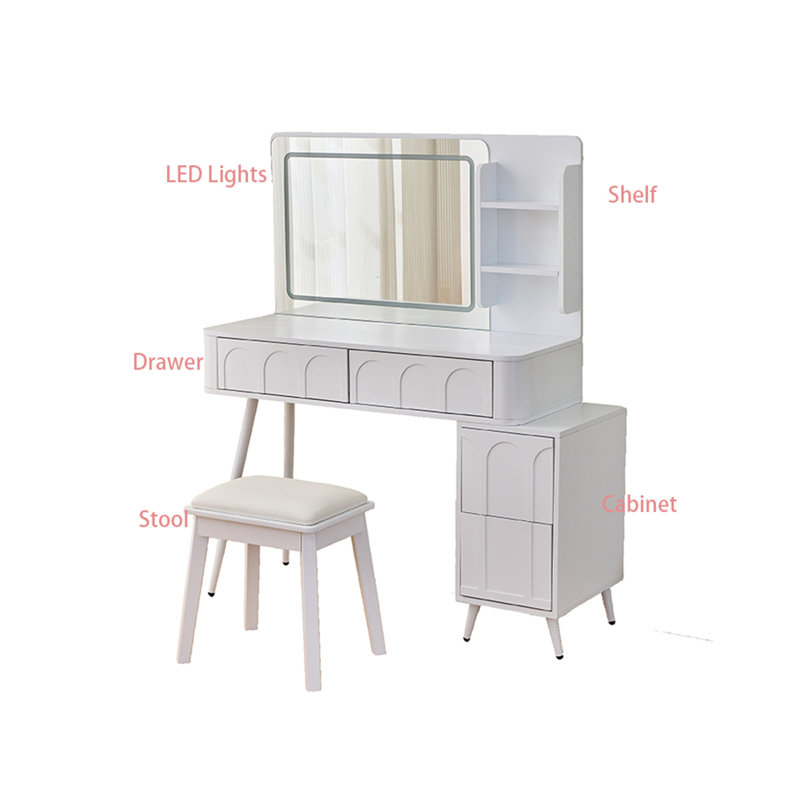 Meuble-lavabo moderne avec lumières DEL et miroir, Blanc