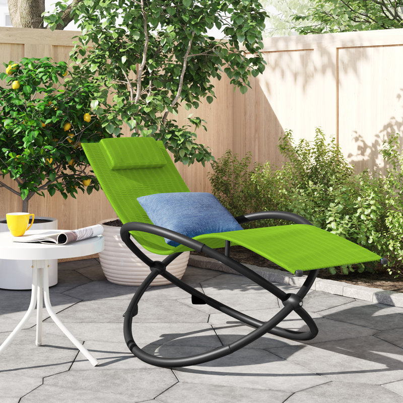 Chaise longue orbitale avec coussin Ceara, Vert pomme