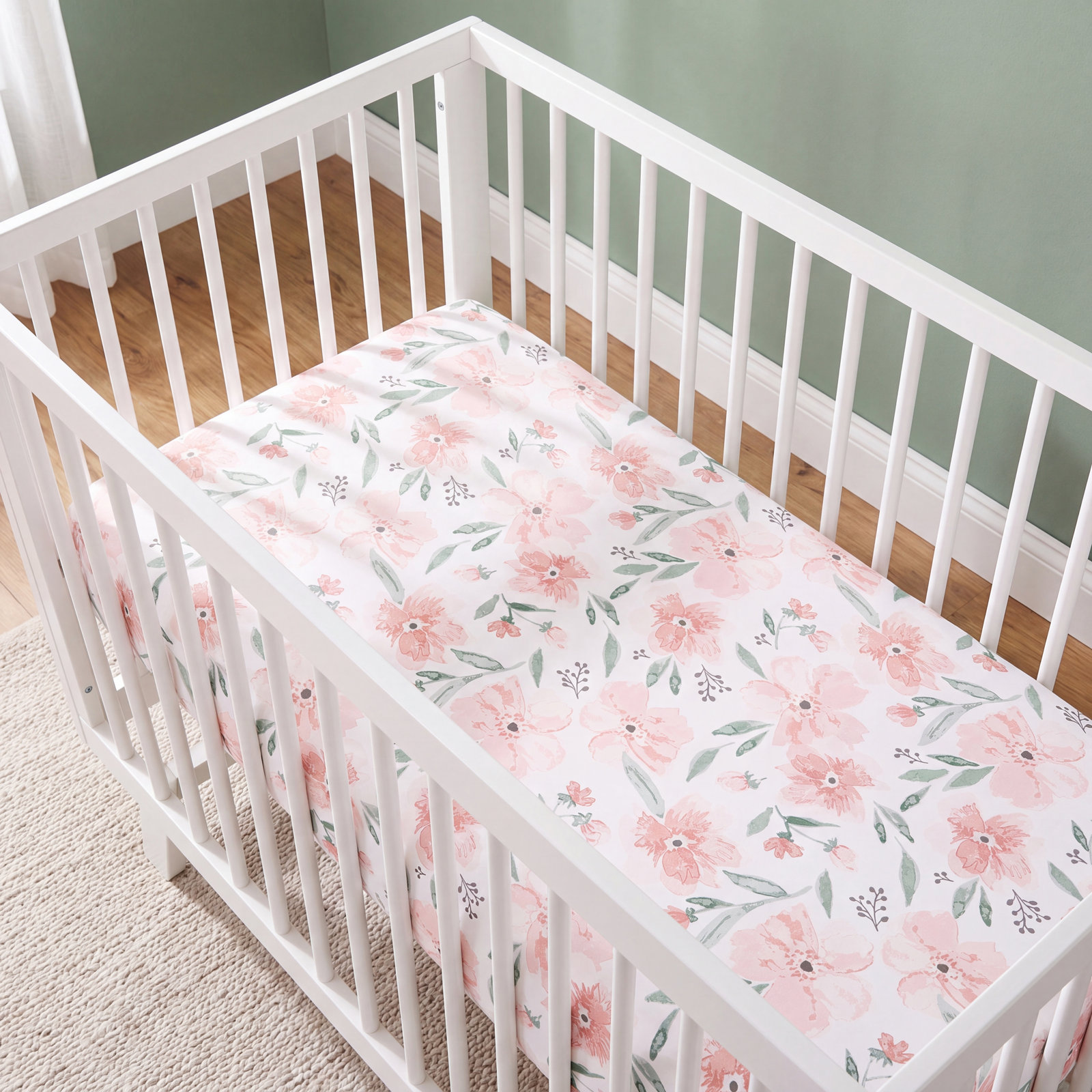Floral Cotton Fitted Crib Sheet