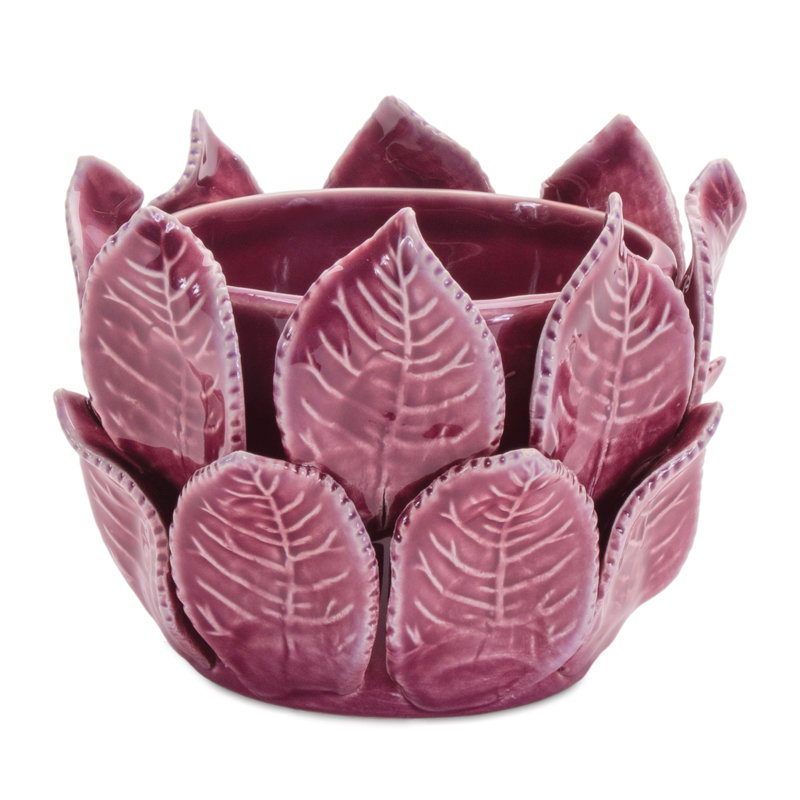 Stoneware Bud Vase with Leaves Accent