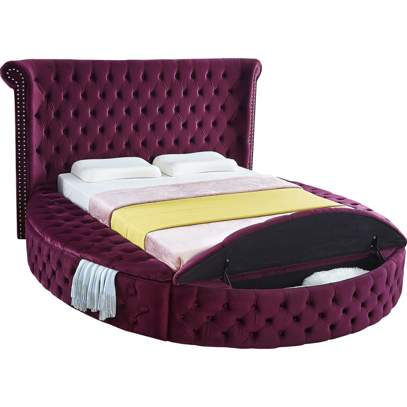 Dorgan Upholstered Wingback Bed, Queen, Purple Velvet