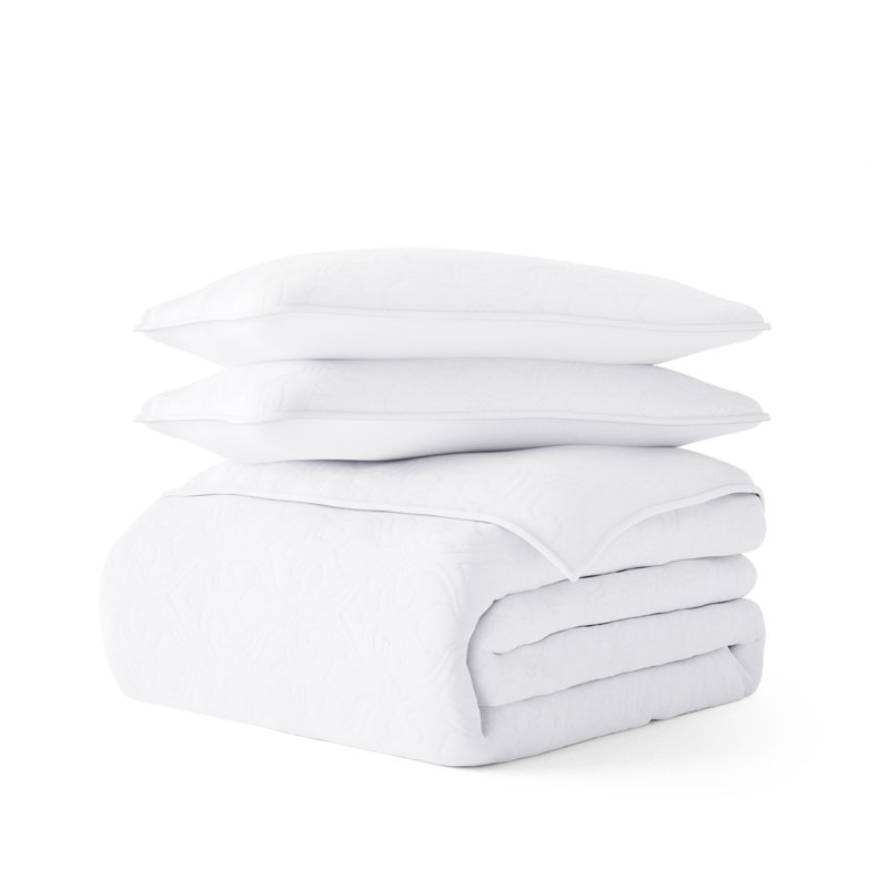White Twin Microfiber Quilted Coverlet Set