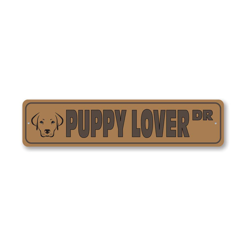 Plaque en aluminium «Puppy Street», H 4 po x l 18 po x P 0,04 po
