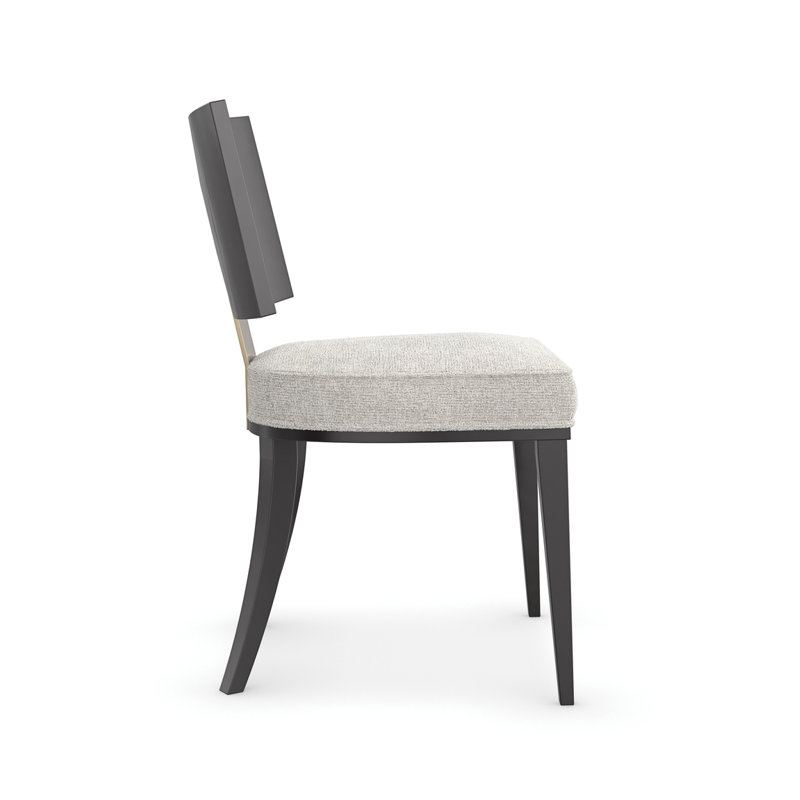 Cream Upholstered Side Chair with Black Wood Frame