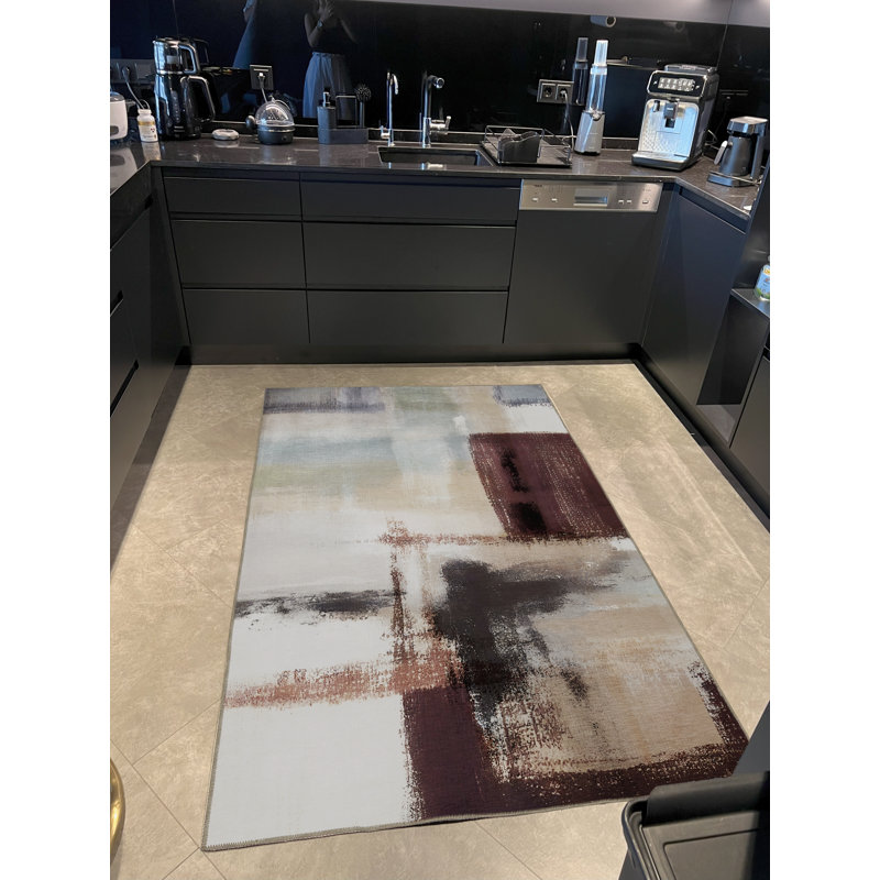 Tapis décoratif multicolore à motif abstrait pastel, Rectangle 5 pi 1 po x 7 pi 6 po