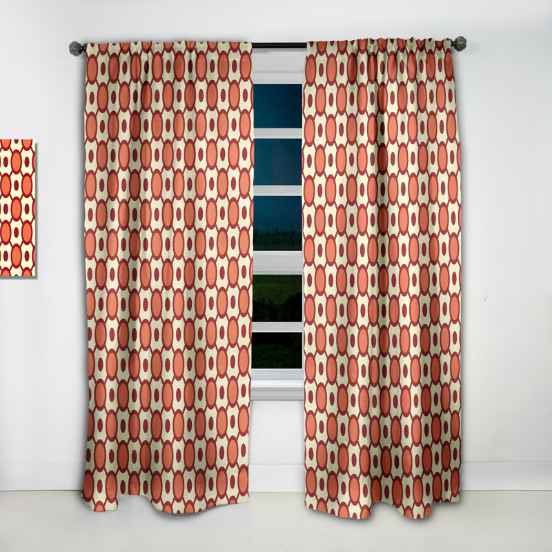 Panneau de rideau simple occultant à motif géométrique abstrait de style rétro Mid-Century, L 52 po x L 108 po