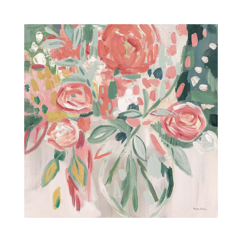 Summer Pink Floral Modern by Farida Zaman - Wrapped Canvas Print, 30.48 cm H x 30.48 cm W